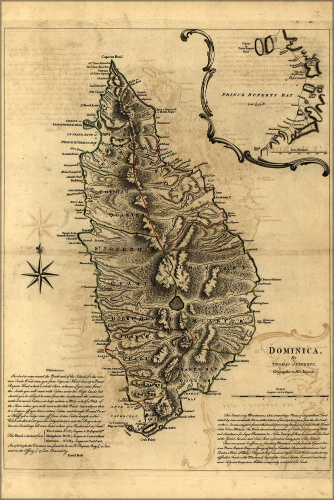 Poster, Many Sizes Available; Map Of Dominica 1768