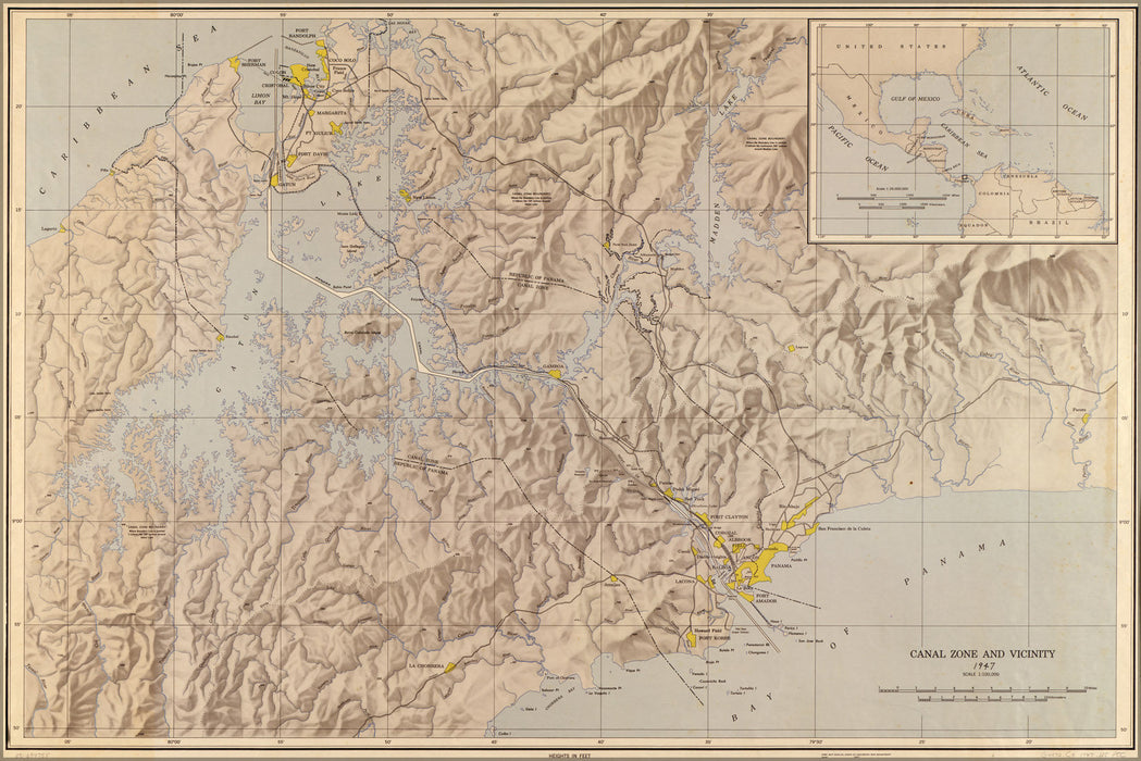 Poster, Many Sizes Available; Map Of Panama Canal 1947 Us Army Map Service