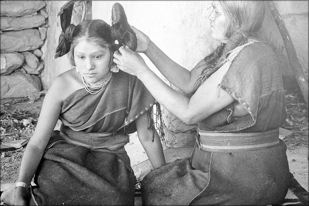 Poster, Many Sizes Available; Hopi Woman Dressing Hair Of Unmarried Girl