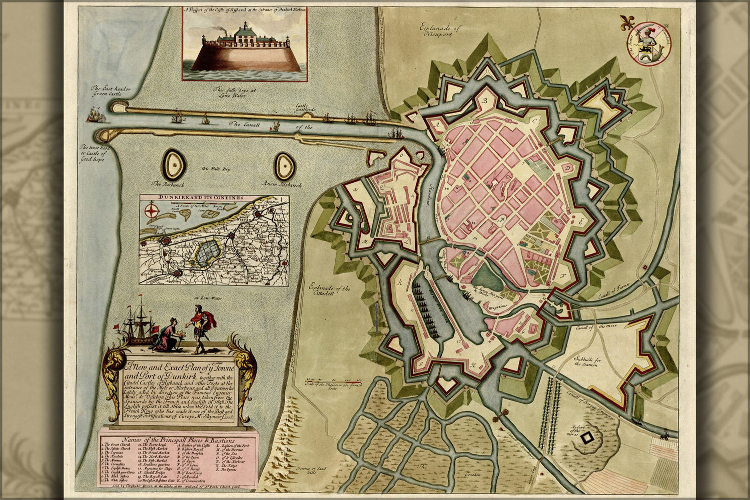 Poster, Many Sizes Available; Map Of Dunkirk 1709