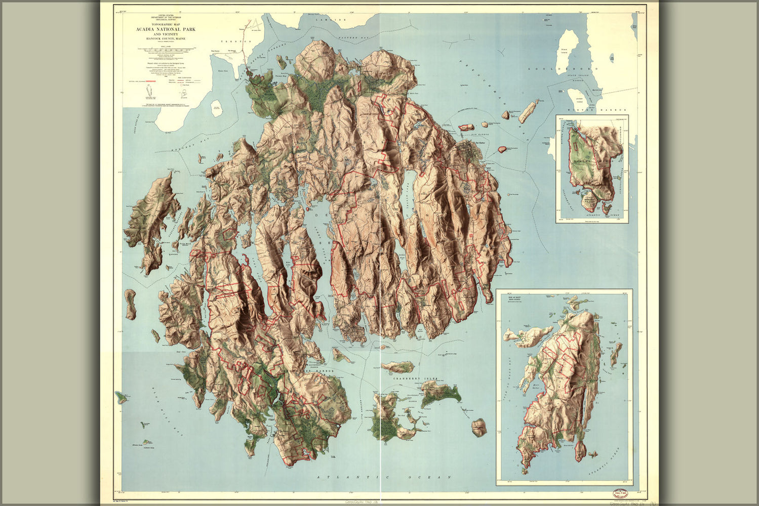 Poster, Many Sizes Available; Topographic Map, Acadia National Park And Vicinity, Hancock County, Maine 1960