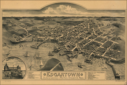 Poster, Many Sizes Available; Map Edgartown Marthas Vineyard Massachusetts 1886