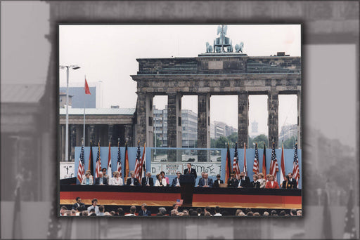 Poster, Many Sizes Available; President Reagan Giving A Speech At The Berlin Wall, Brandenburg Gate, Federal Republic Of Germany