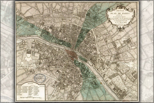 Poster, Many Sizes Available; Map Of Paris France  In 1740