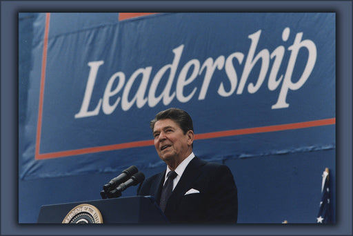 Poster, Many Sizes Available; President Reagan Giving Campaign Speech In Texas