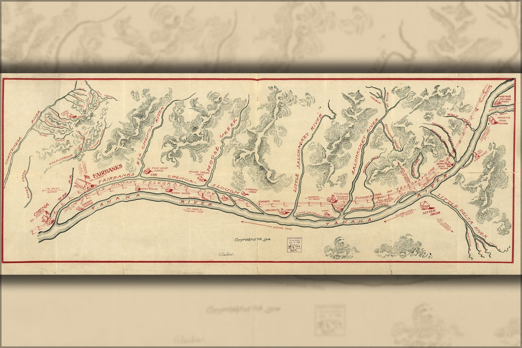 Poster, Many Sizes Available; Map Fairbanks Alaska Military Telegraph Line 1906