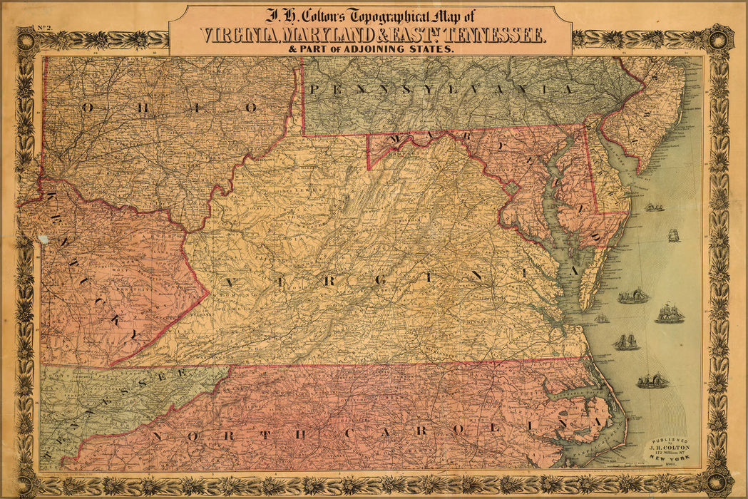 Poster, Many Sizes Available; Topographical Map Of Virginia, Maryland 1861