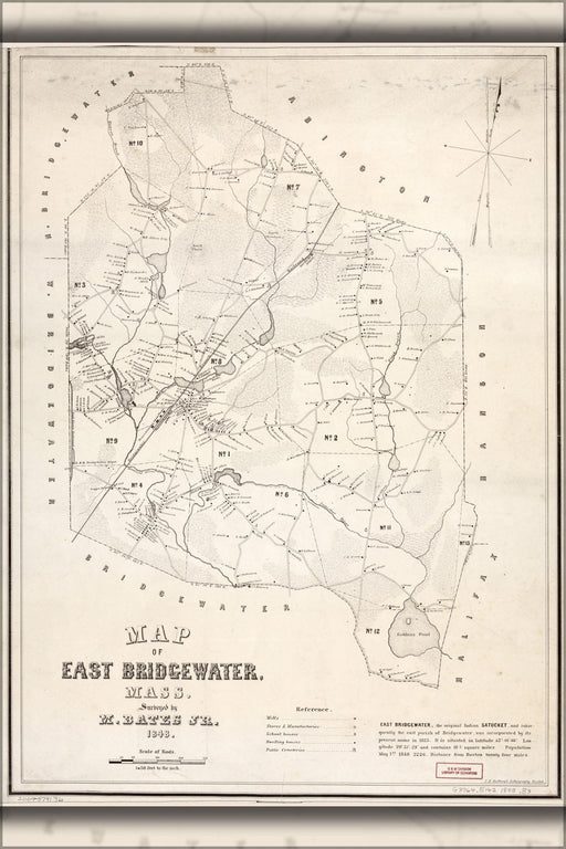 Poster, Many Sizes Available; Map Of East Bridgewater, Massachusetts 1848