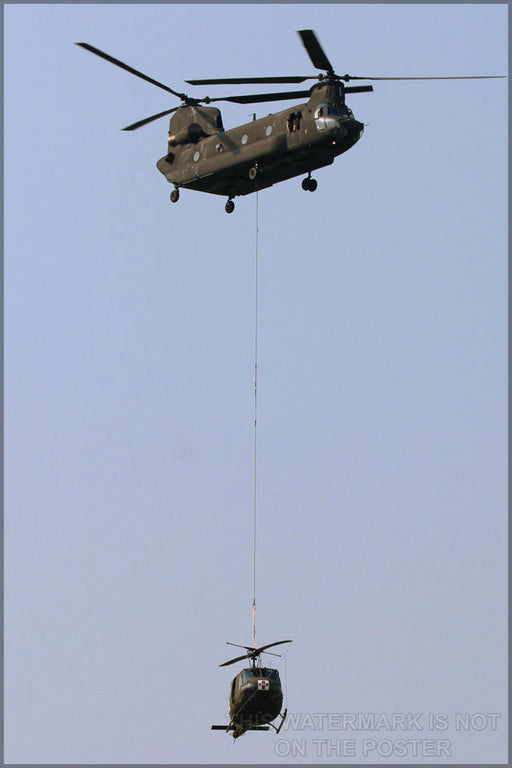 Poster, Many Sizes Available; Ch-47 Chinook Carries A Uh-1 âHueyâ