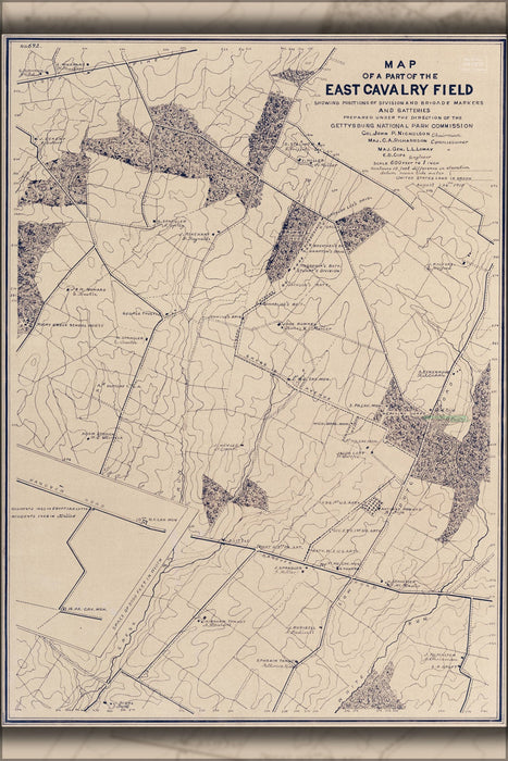 Poster, Many Sizes Available; Map Of East Cavalry Field Gettysburg Battle Field