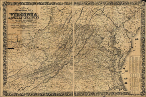 Poster, Many Sizes Available; Topography Map Virginia Maryland Delaware 1862