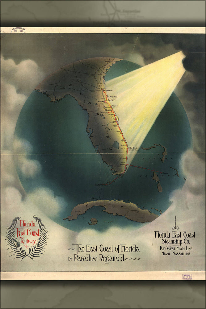 Poster, Many Sizes Available; Map Of East Coast Of Florida 1898