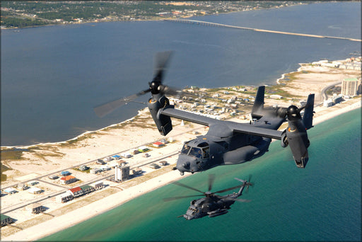 Poster, Many Sizes Available; Cv-22 Osprey Mh-53 Pave Low Hurlburt Field, Florida