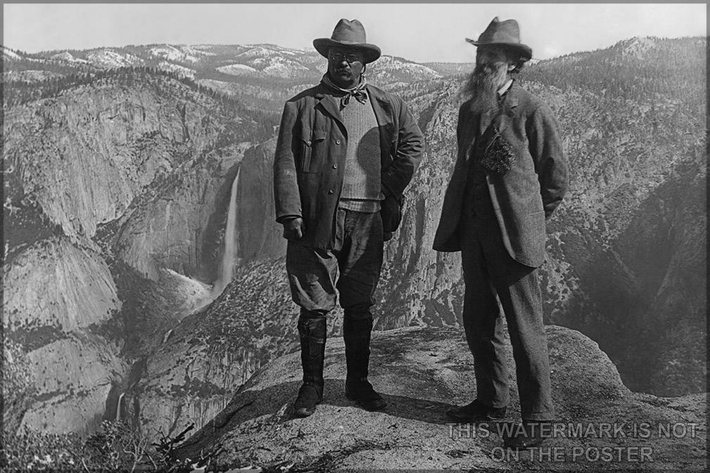 Poster, Many Sizes Available; President Theodore Roosevelt (Left) And Nature Preservationist John Muir, Founder Of The Sierra Club, On Glaci