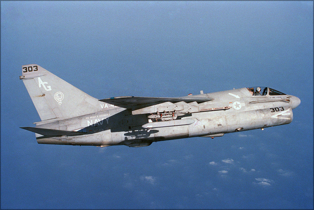 Poster, Many Sizes Available; A 7E Of Va 66 Making Barrier Landing On Uss Eisenhower Cvn 69 1983.Jpeg_Files