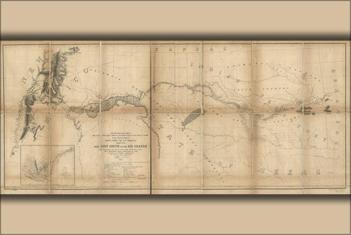 Poster, Many Sizes Available; Map Fort Smith To Rio Grande Railroad Route 1859