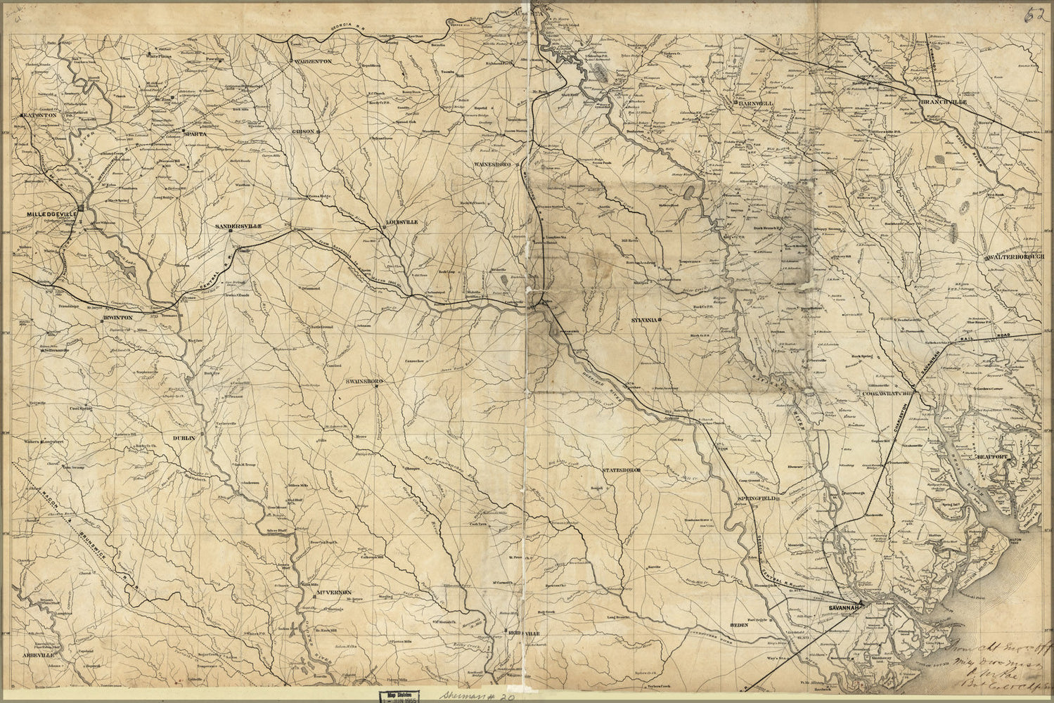 Poster, Many Sizes Available; Map Of Part Of Georgia And South Carolina 1865