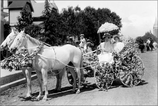 Poster, Many Sizes Available; Horse-Drawn Wagon Decorated With Flowers For La Fiesta De Los Angeles (Chs-997) #031715