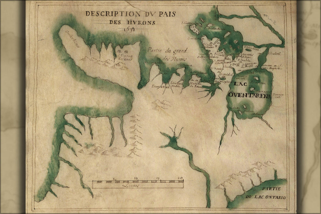 Poster, Many Sizes Available; Map Of Part Of Ontario Canada 1651