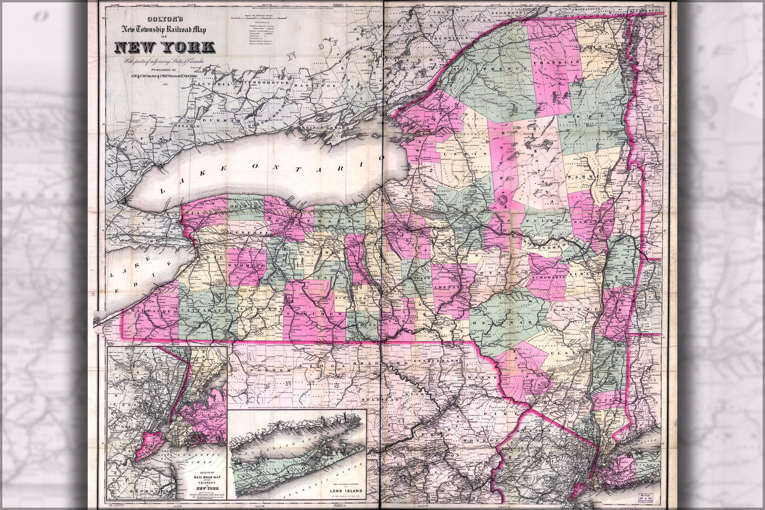 Poster, Many Sizes Available; Township & Railroad Map Of New York 1875