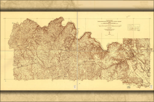 Poster, Many Sizes Available; Map Fredericksburg Spotsylvania Battle Field 1935