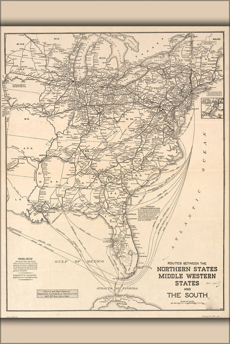 Poster, Many Sizes Available; Map Of Eastern United States Of America 1911