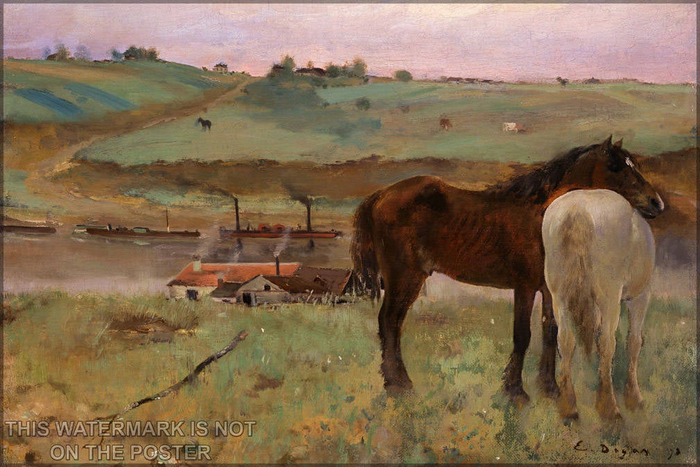 Poster, Many Sizes Available; Horses In A Meadow, 1871, National Gallery Of Art, Washington, Dc By Edgar Degas