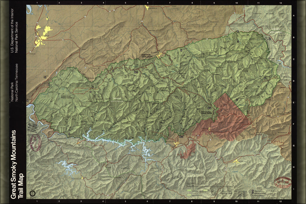 Poster, Many Sizes Available; Trail Map Great Smoky Mountains Park 1981