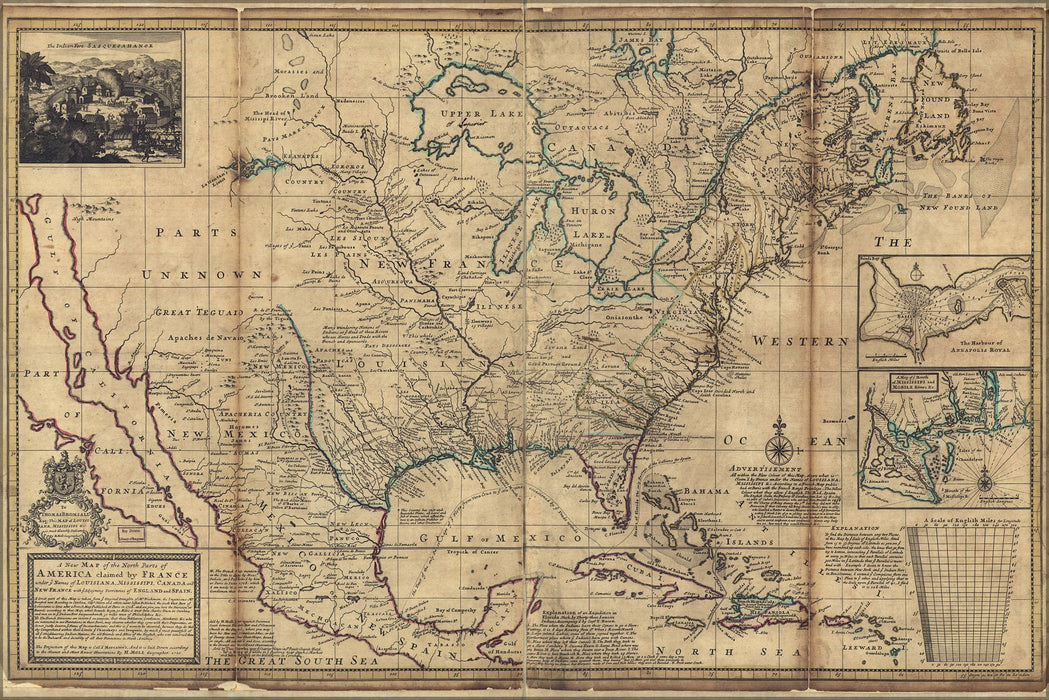 Poster, Many Sizes Available; Map French Claims Pre United States America  1720