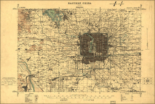 Poster, Many Sizes Available; Map Of Peking Beijing China 1945