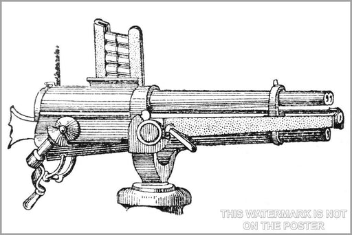 Poster, Many Sizes Available; Hotchkiss Rapid Fire 37 Mm Multi-Barrel Gun Canon-Revolver, Manufactured From 1879