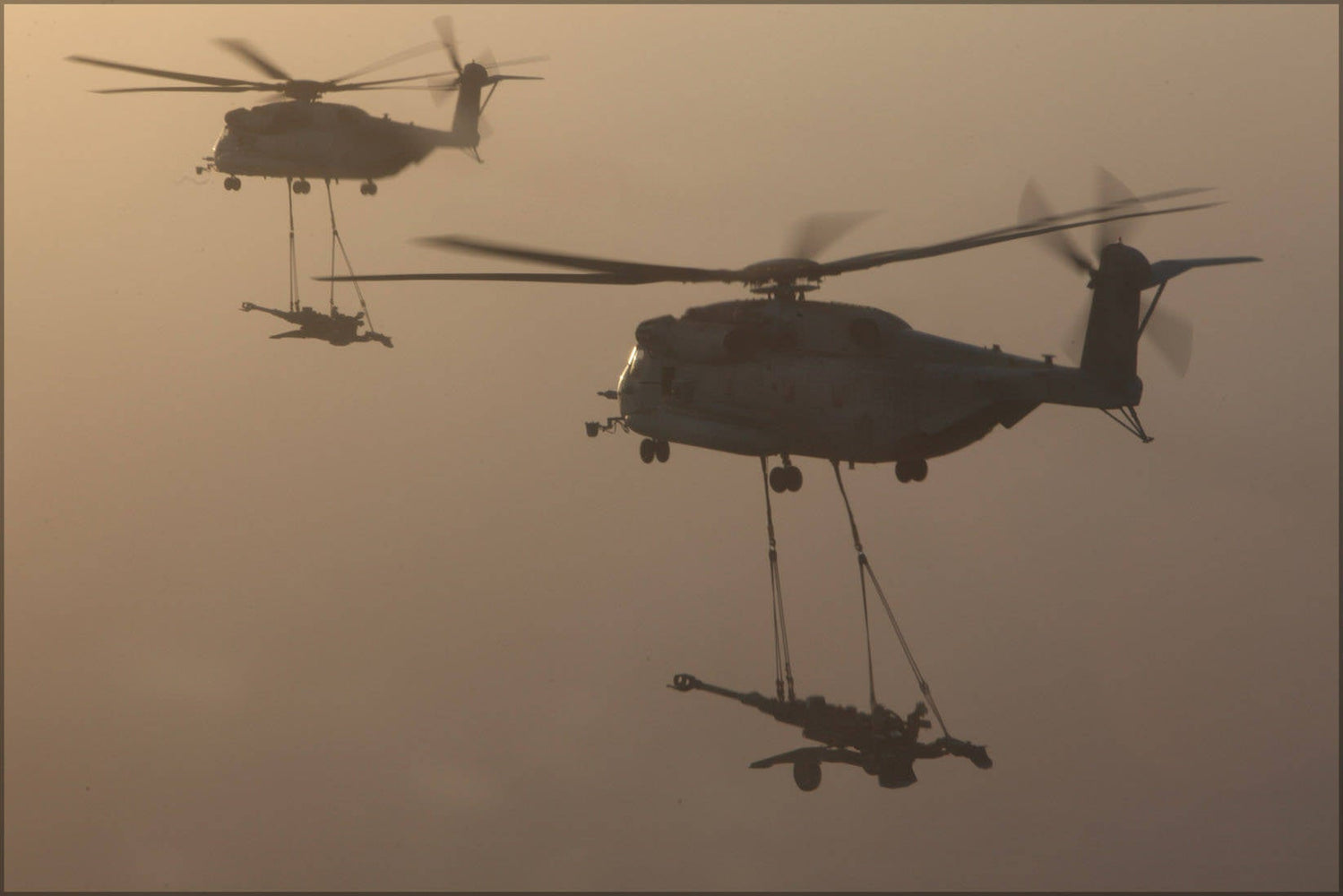 Poster, Many Sizes Available; Ch-53E Super Stallion Helicopter Lifts M777 Howitzers