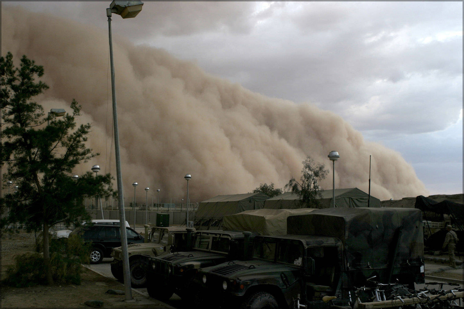 Poster, Many Sizes Available; Massive Dust Storm Cloud (Haboob) Near Military Camp, Al Asad, Iraq,