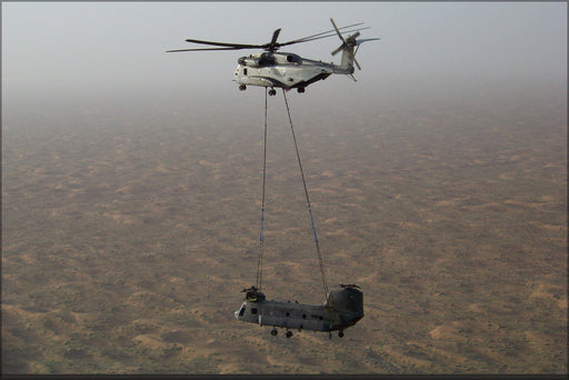 Poster, Many Sizes Available; Ch-53E Super Stallion Helicopter Transports Ch-47 Chinook