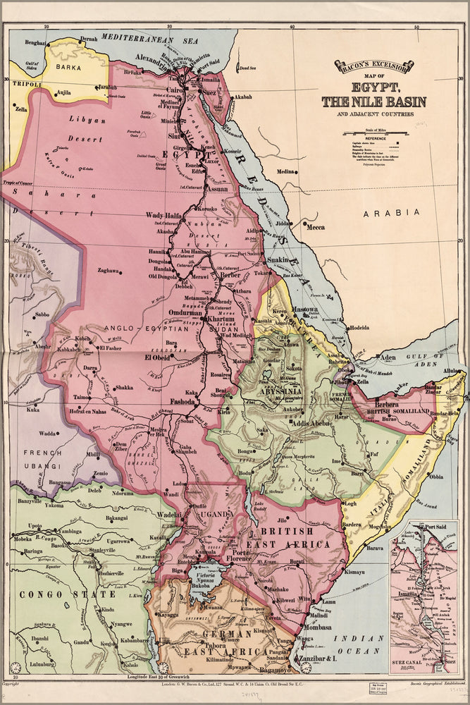 Poster, Many Sizes Available; Map Of Egypt, The Nile Basin And Adjoining Countries. 1916