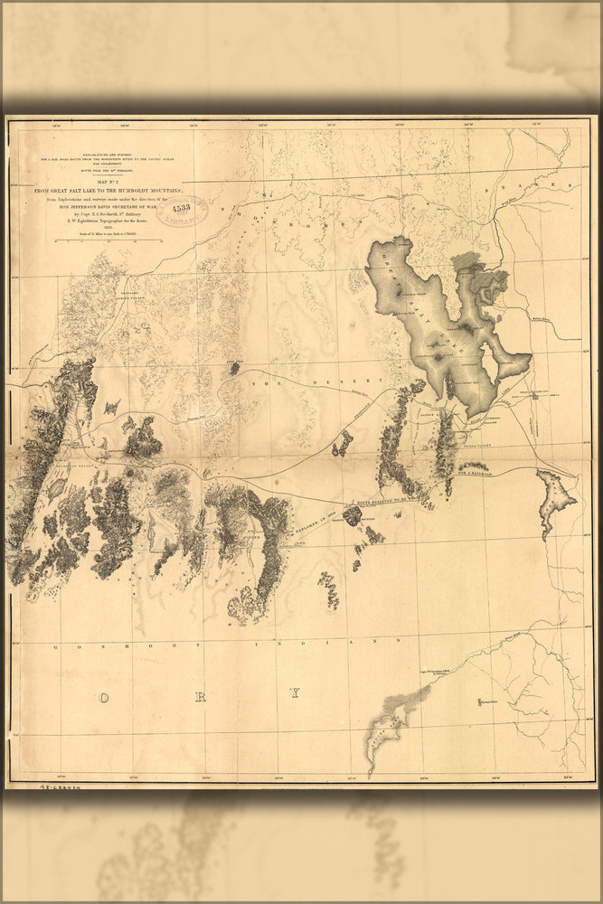 Poster, Many Sizes Available; Map Great Salt Lake To Humboldt Mountains 1859