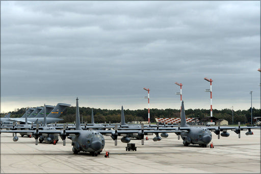 Poster, Many Sizes Available; Mc-130 Hercules 352Nd Special Ops Group C-17 In Background