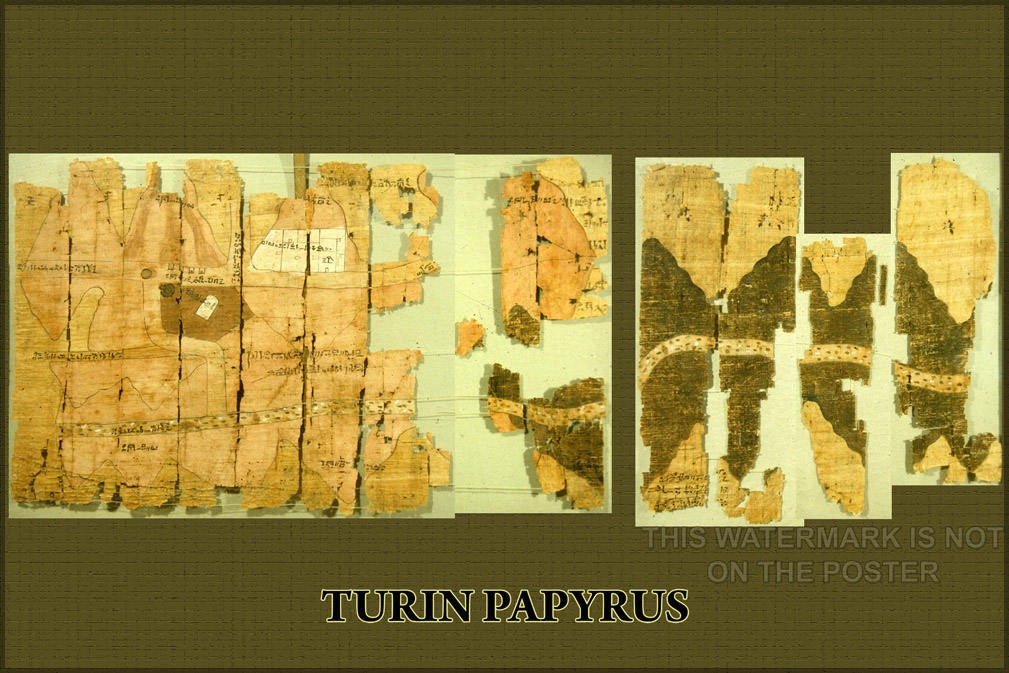 Poster, Many Sizes Available; Turin Papyrus - An Ancient Egyptian Mining Map (Left Half) For Ramesses Iv&#39;S Quarrying Expedition, 12Th Centur