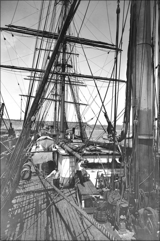 Poster, Many Sizes Available; Deck Of Sailing Ship At Port Los Angeles, Ca.1905 (Chs-1491)