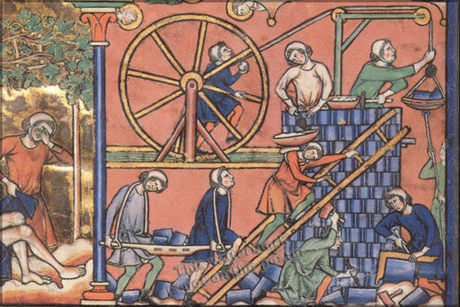 Poster, Many Sizes Available; Medieval Treadwheel Crane  Middle Ages 13Th Century Drawing Of A Treadwheel Crane