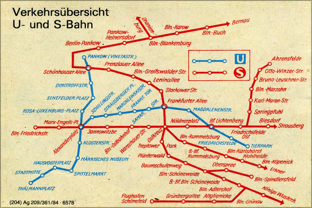 Poster, Many Sizes Available; Public Transport Map, Subway And S-Bahn In East Berlin 1984