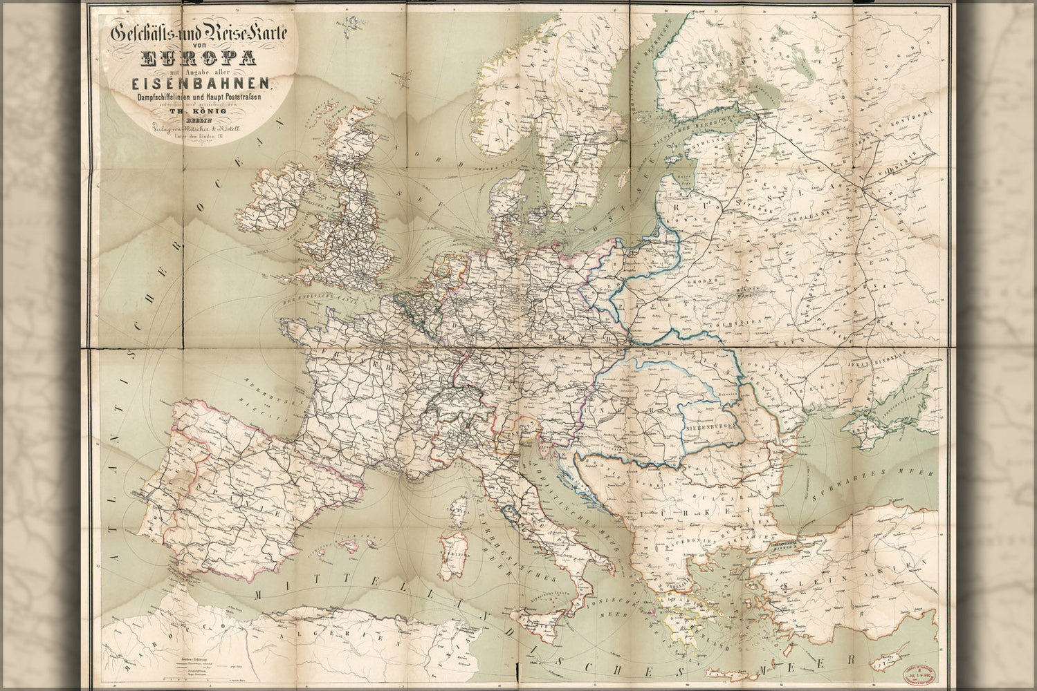 Poster, Many Sizes Available; Map Of Europe 1866 In German