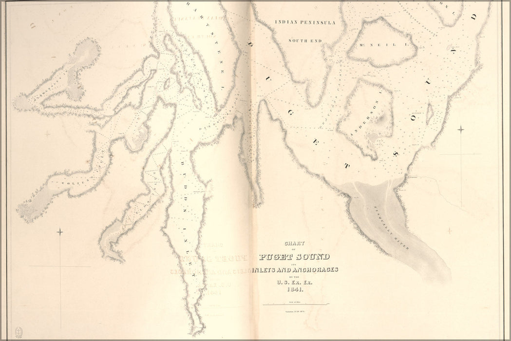 Poster, Many Sizes Available; Chart Map Of Puget Sound Its Inlets And Anchorages  1841