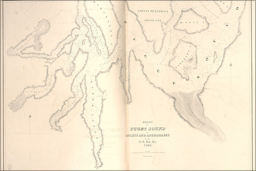 Poster, Many Sizes Available; Chart Map Of Puget Sound Its Inlets And Anchorages  1841