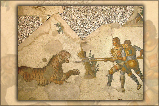 Poster, Many Sizes Available; Gladiators Fight A Tiger 5Th Century Ce Mosaic In The Great Palace Of Constantinople Depicts Two Venatores Fig