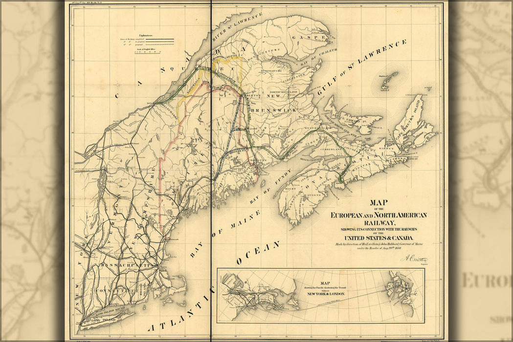 Poster, Many Sizes Available; Map Of European North American Railroad 1850