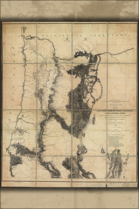 Poster, Many Sizes Available; Map N California To Columbia River 1855