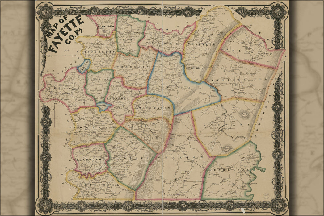 Poster, Many Sizes Available; Map Of Fayette Co. Pennsylvania 1858 P1