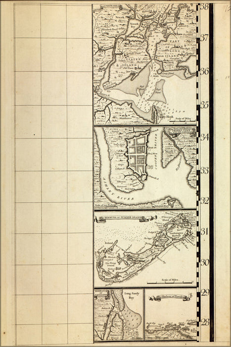 Poster, Many Sizes Available; Map New York City Charleston Bermuda 1733