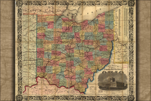 Poster, Many Sizes Available; Railroad & Township Map Of The State Of Ohio 1854